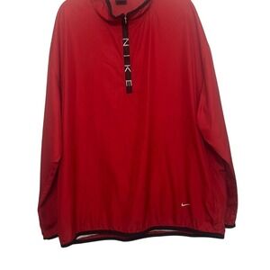 Vintage Nike Mens Red 90's 1/4 Zip Spell Out Swoosh Logo Windbreaker Jacket XXL